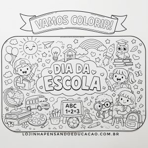 Mural "Vamos Colorir" Dia da Escola