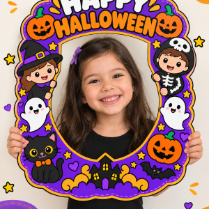 Moldura Infantil de Halloween Colorida